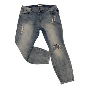 BP Women's Distressed Mid-Rise Skinny Jeans 33